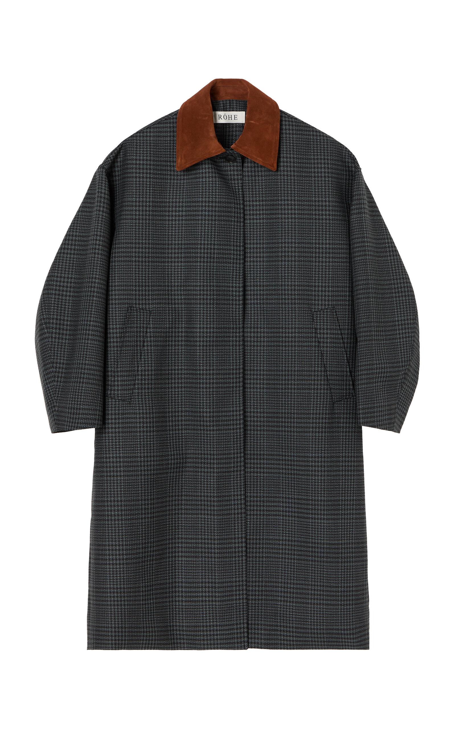 Róhe Suede-Collar Checked Wool Coat - Moda Operandi by ROHE