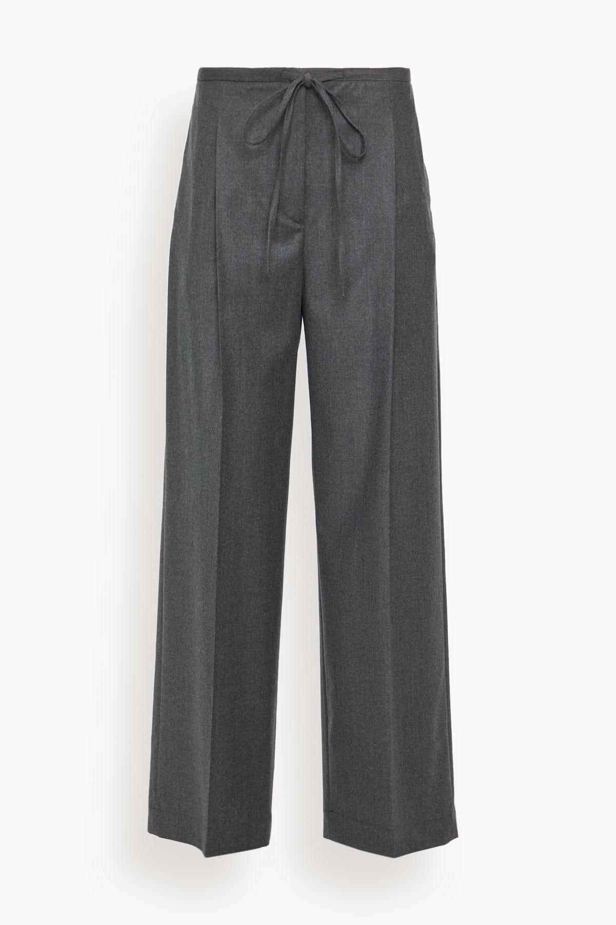 Relaxed Soft Wool Trousers in Dark Grey Melange by ROHE