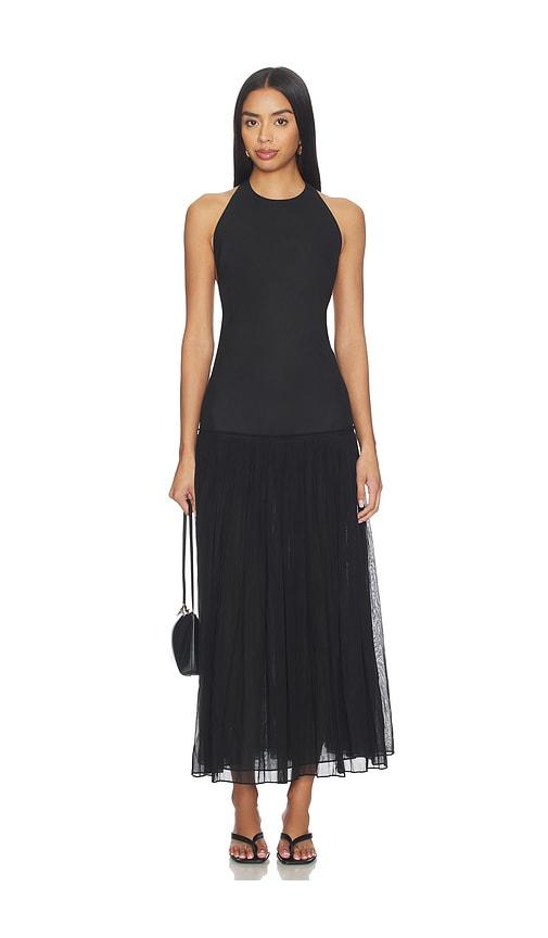 Rohe Pleated Muslin Halter Dress in Black by ROHE