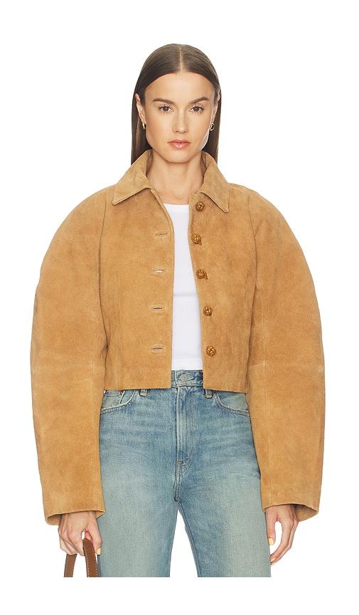 Rohe Rounded Textured Suede Jacket in Beige by ROHE