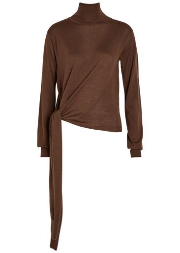 Tied sleeve detail wool and silk-blend jumper by ROHE