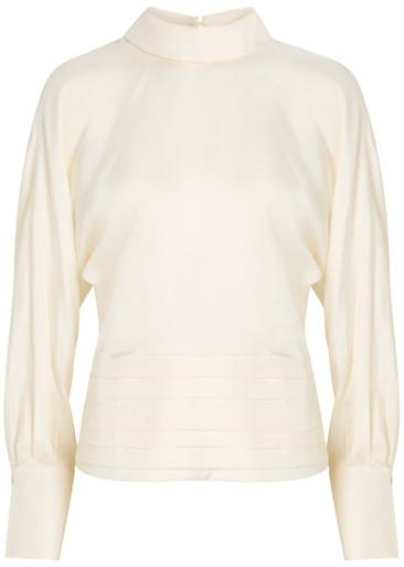 Tuxedo reversed-collar silk top by ROHE
