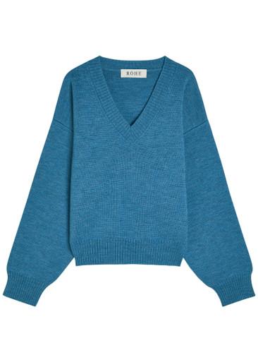 V-neck wool jumper by ROHE
