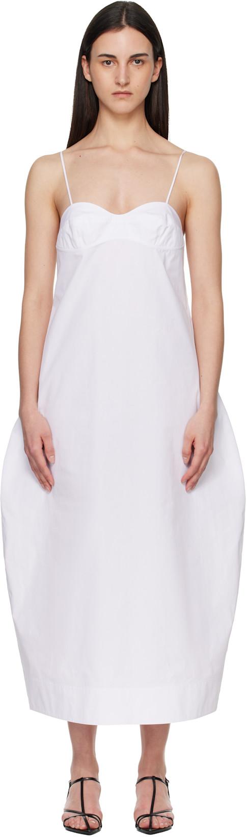 White Bustier Volume Midi Dress by ROHE