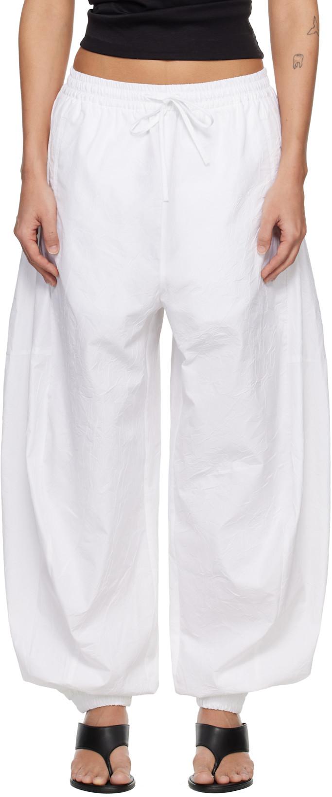 White Volume Crushed Cotton Trousers by ROHE