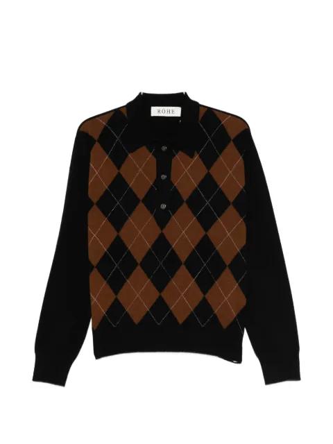 argyle-knit polo top by ROHE
