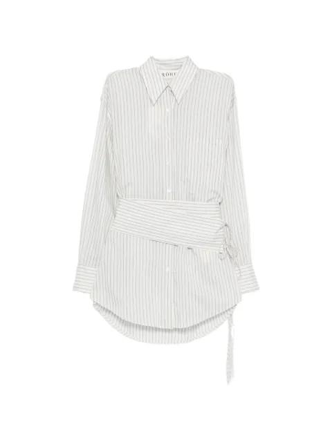 belted pinstriped shirt by ROHE