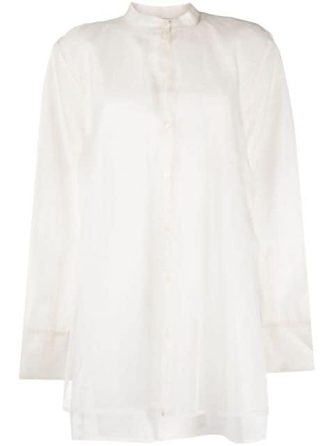 button-up band-collar blouse by ROHE