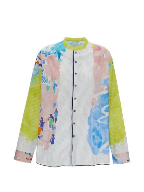 abstract-print double-pinstriped shirt by ROHKA