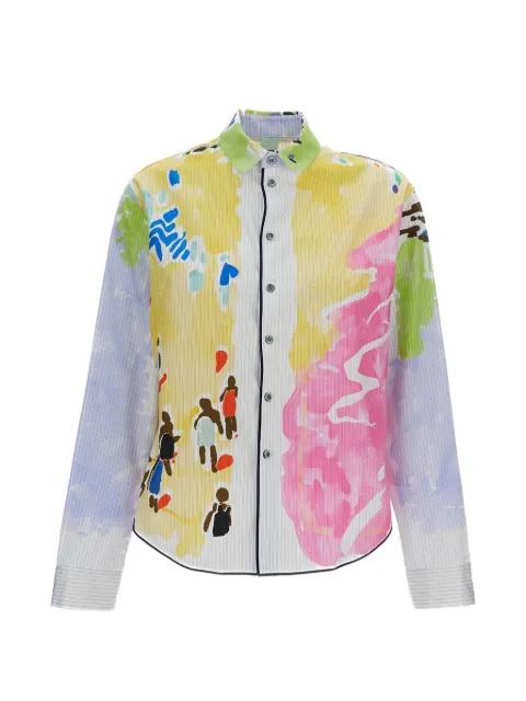 graphic-print double-pinstriped shirt by ROHKA