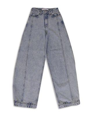 Palindrome High Rise Barrel Jeans in Light Blue by ROKH