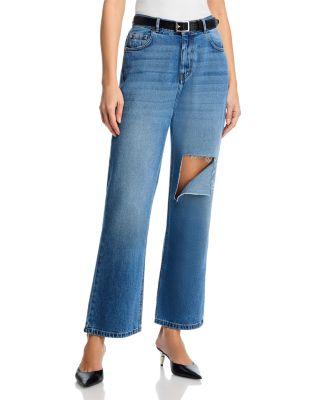 Ripped Straight Jeans in Deep Blue by ROKH