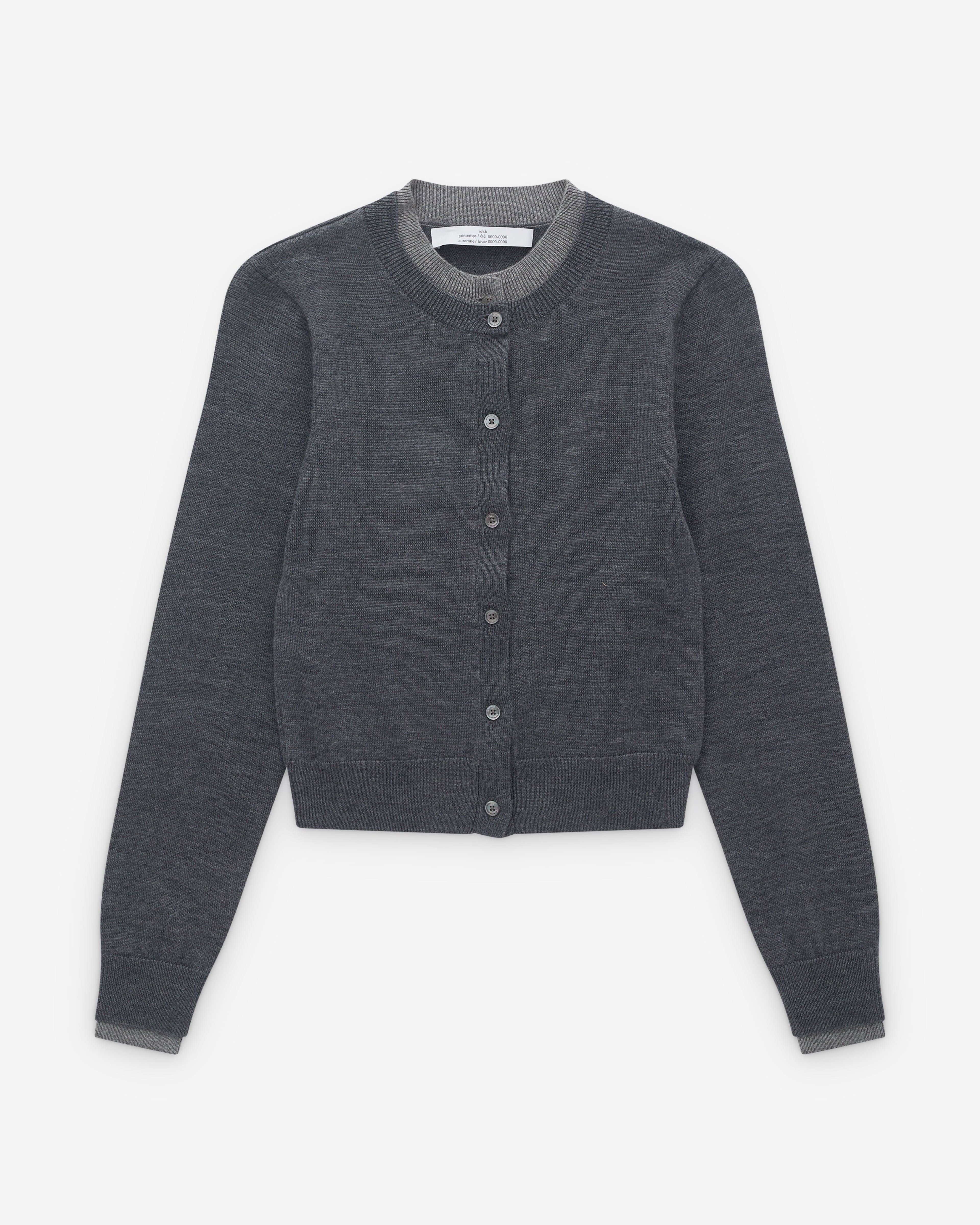 Rokh - Women’s Layered Cardigan - (Grey Melange) by ROKH