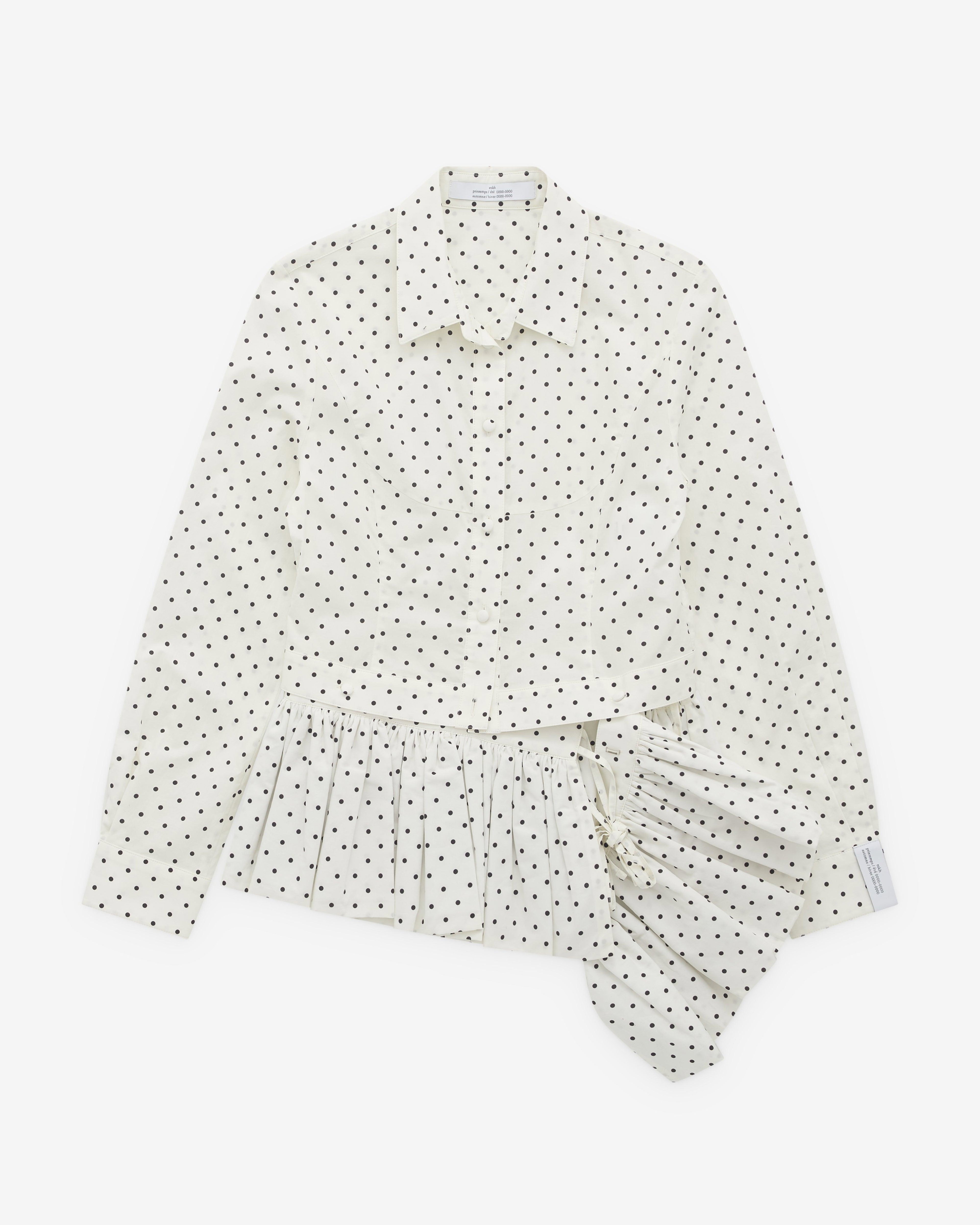 Rokh - Women’s Peplum Floral Shirt - (Polka Dot) by ROKH