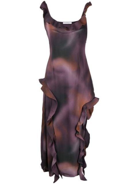 abstract ruffle midi dress by ROKH