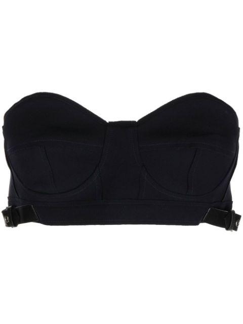 belt-strap detailed cropped top by ROKH