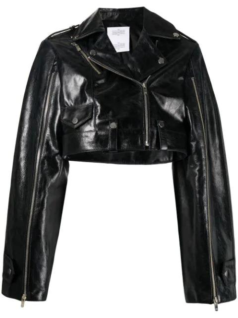 cropped leather biker jacket by ROKH