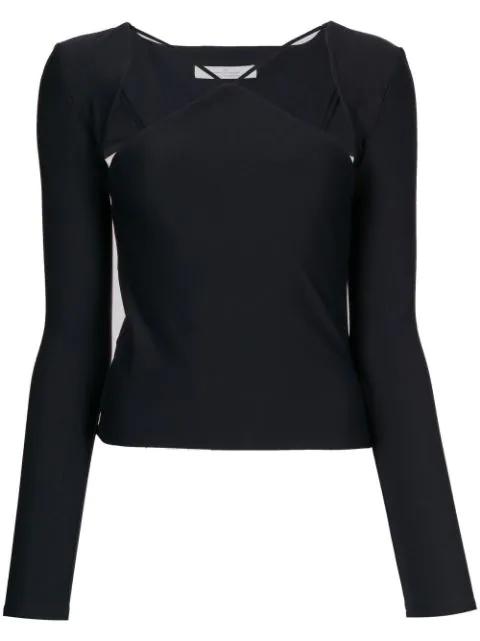 cut-out detail long-sleeve T-shirt by ROKH