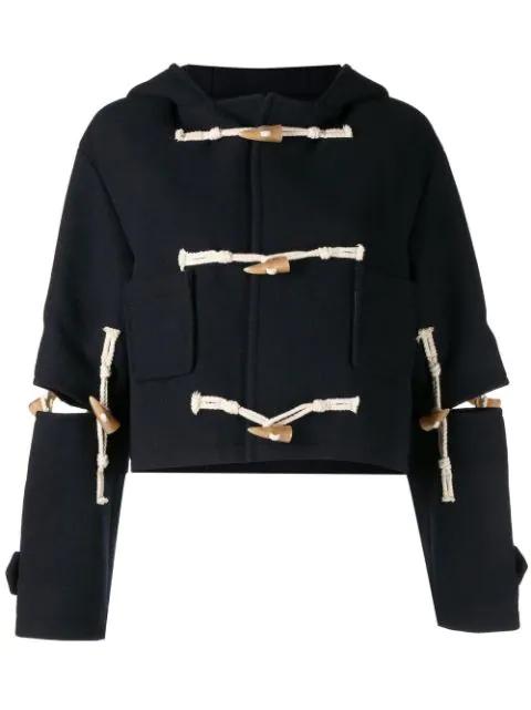 cut-out hoodied duffle jacket by ROKH