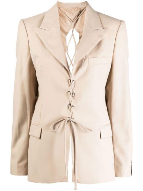 laced open back tailored blazer by ROKH
