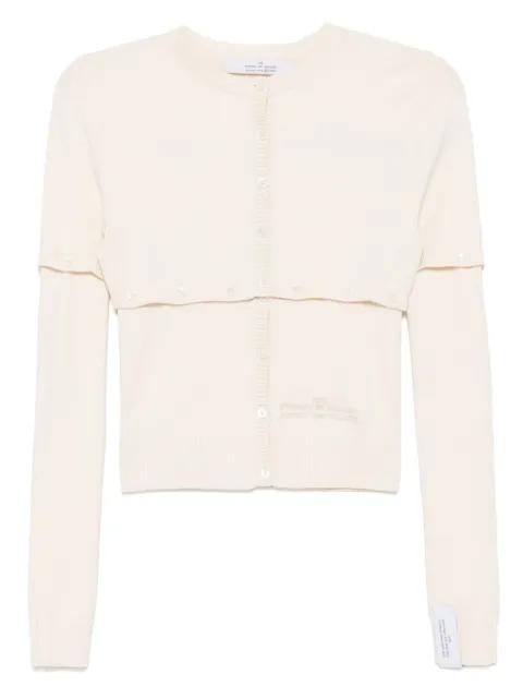 logo-embroidered cardigan by ROKH