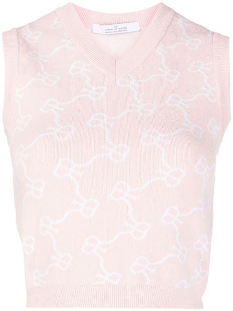 monogram-pattern cropped vest by ROKH