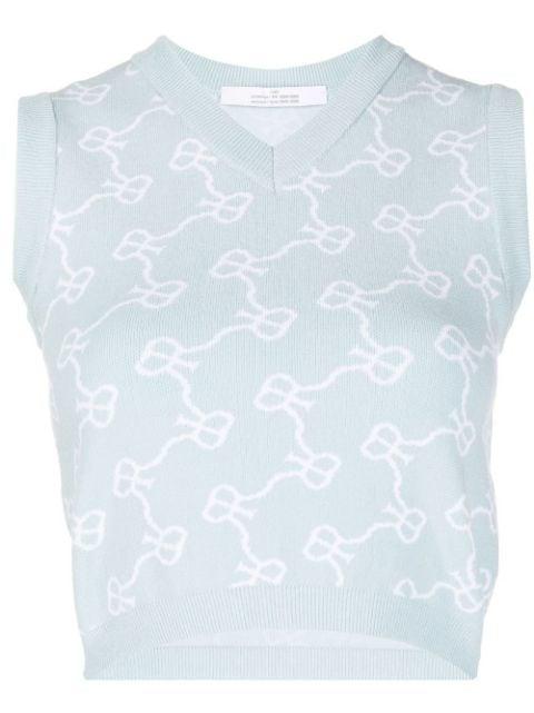 monogram-pattern cropped vest by ROKH