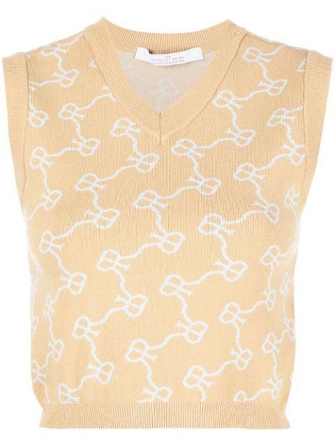 monogram pattern knitted vest by ROKH