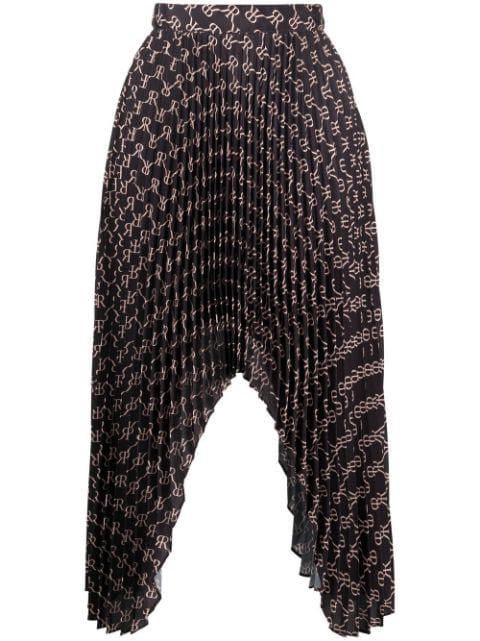 monogram-print asymmetric skirt by ROKH