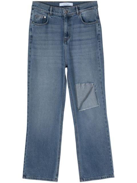 ripped straight-leg jeans by ROKH