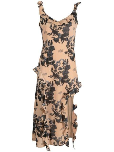 ruffle detail long dress by ROKH