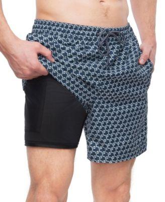 Men's Compression Liner Swim Trunks with Back Zipper Pocket by ROKKA&ROLLA