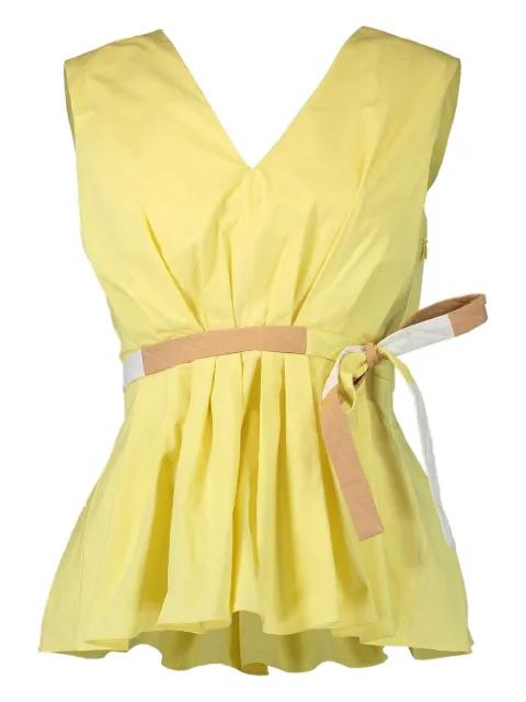 pleated V-neck top by ROKSANDA