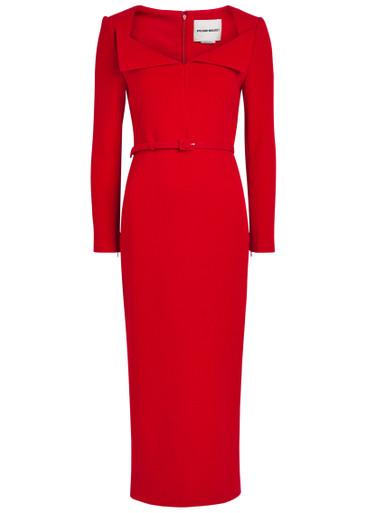 Belted wool midi dress by ROLAND MOURET