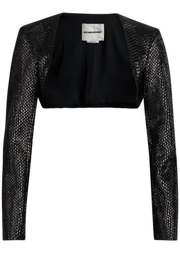 Crystal-embellished crepe cropped jacket by ROLAND MOURET