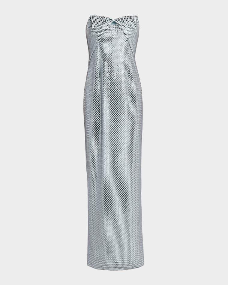 Origami Bustier Diamante Column Gown by ROLAND MOURET