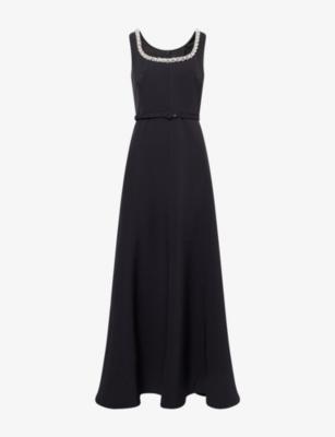 Pearl-Embellished Scoop-Neck Woven Midi Dress by ROLAND MOURET