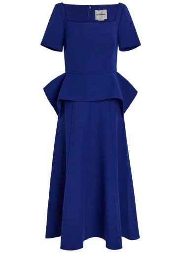 Peplum-hem crepe midi dress by ROLAND MOURET