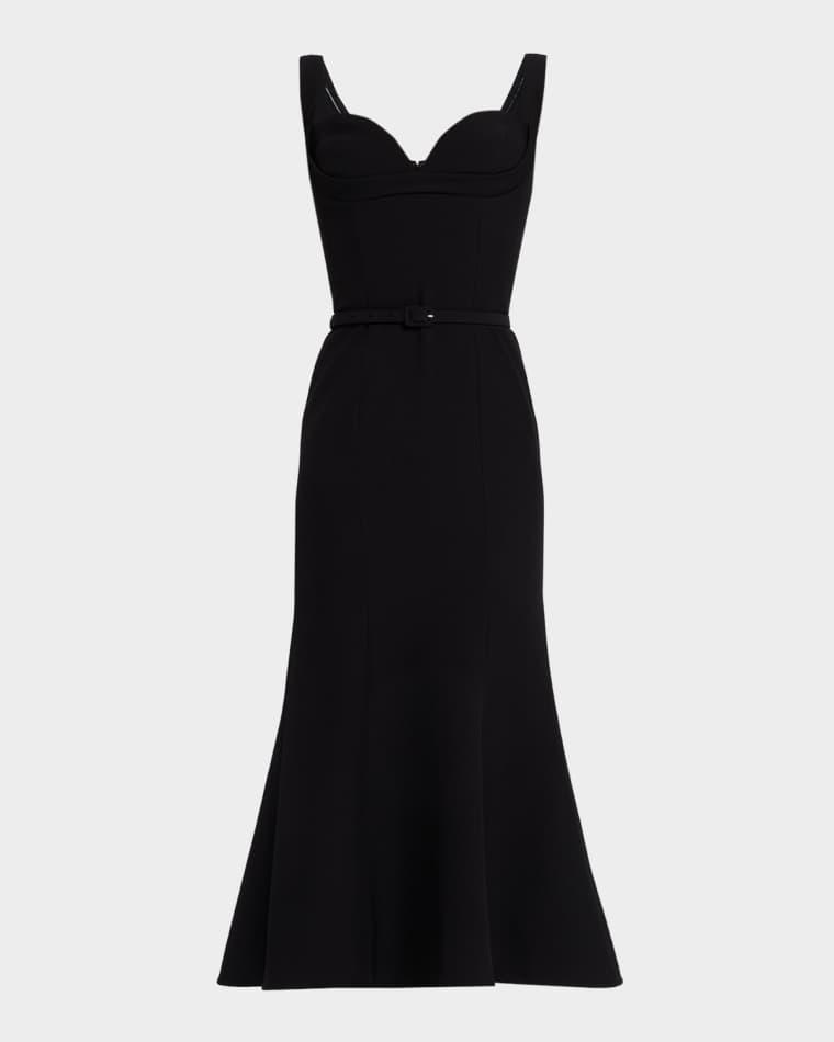 Sleeveless Belted Fit-And-Flare Midi Dress by ROLAND MOURET