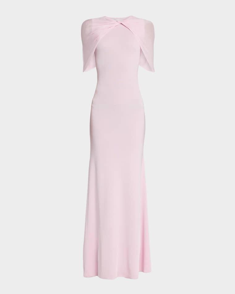 Twist Draped Shawl Mermaid Gown by ROLAND MOURET
