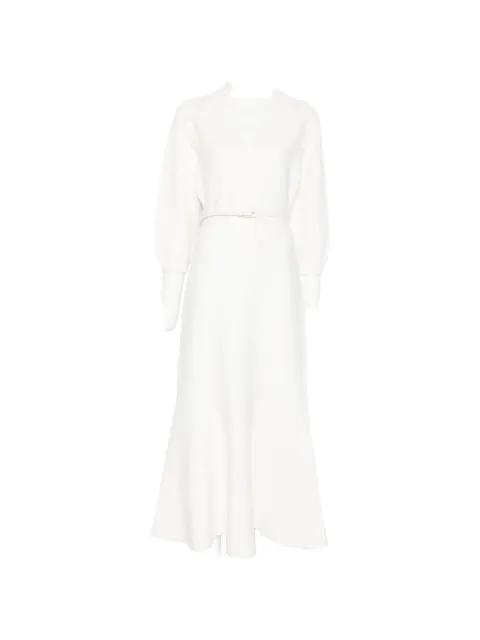 V-neck belted dress by ROLAND MOURET