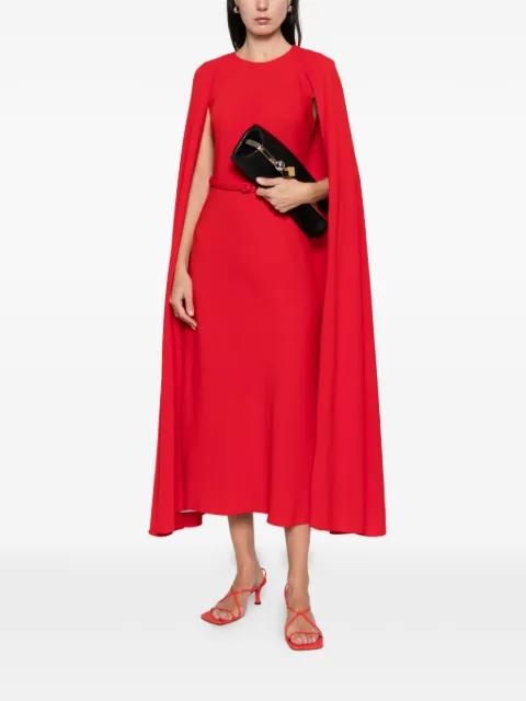 belted cape maxi dress by ROLAND MOURET