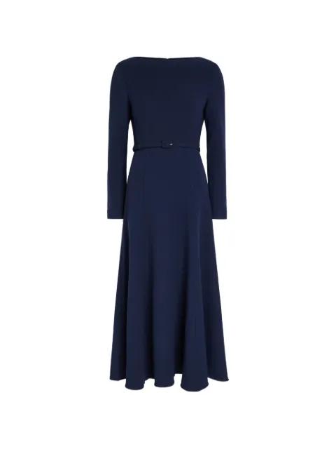 belted long-sleeve midi dress by ROLAND MOURET