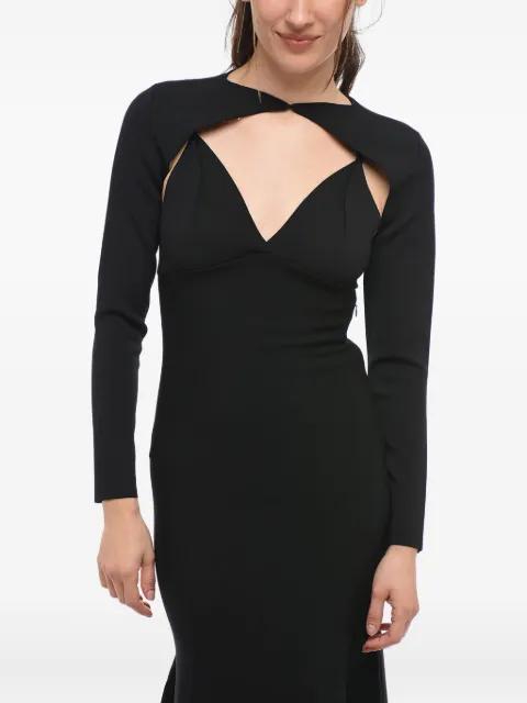 detachable-sleeves midi dress by ROLAND MOURET