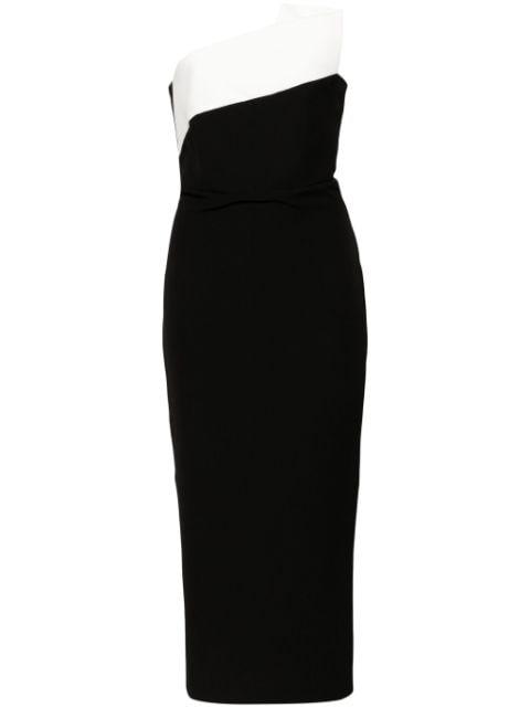 drape-detailed crepe midi dress by ROLAND MOURET
