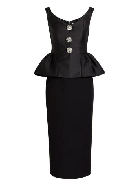 embellished peplum midi dress by ROLAND MOURET