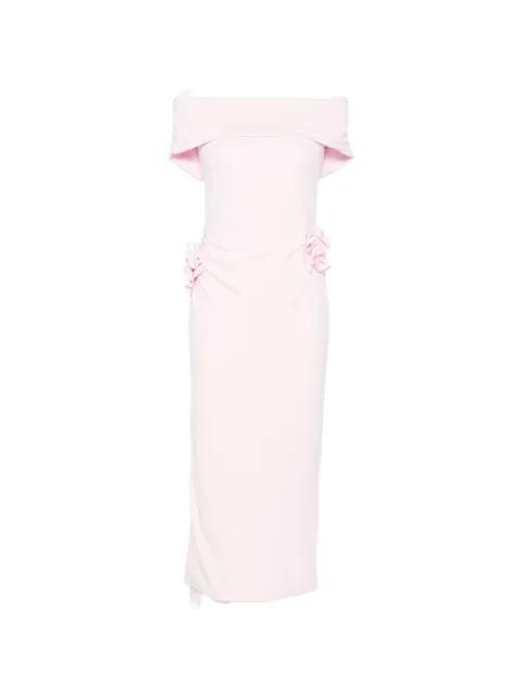 floral-appliqué ruched dress by ROLAND MOURET