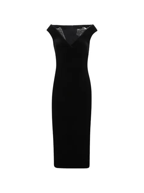 lace-trim velvet midi dress by ROLAND MOURET