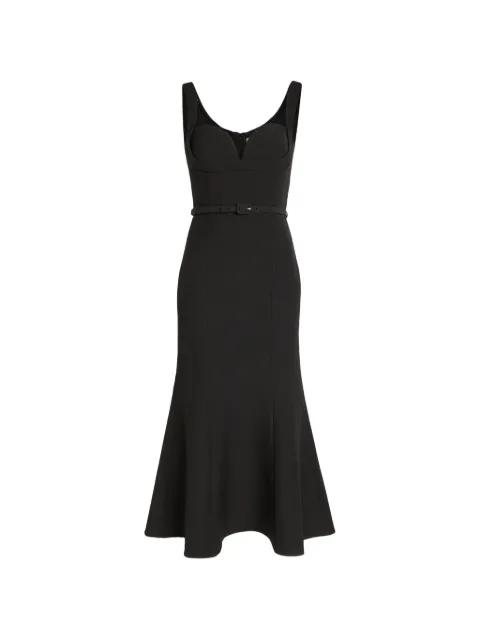 midi belted panelled dress by ROLAND MOURET