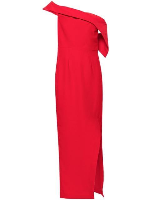 off-shoulder crepe gown by ROLAND MOURET